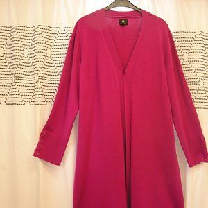 JM Collection cardigan with Lace-Up-Sleeve purple XXL